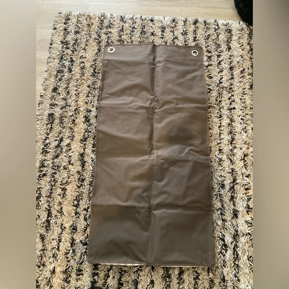 Thirty-One hang it up hanging organizer over door pocket taupe brown white check